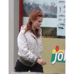 Scarlett Johansson Black Widow White Hooded Jacket
